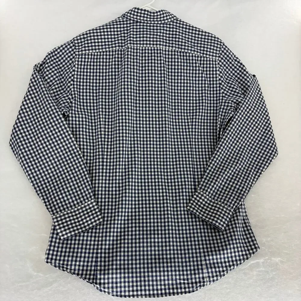 Banana Republic Navy Gingham Check Slim Fit Button Down Shirt Men's L